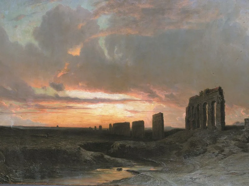 1822-Rodolphe Leon Berthoud - Rovine nella campagna romana al crepuscolo, 1858